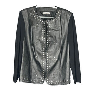 Peter Nygard Leather Jacket Women xxl Black Studded Goth Rocker Chic Grunge